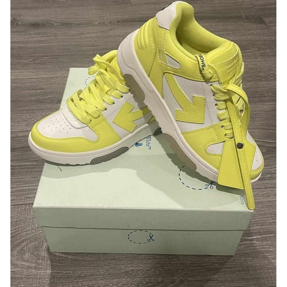 Off-White Out of Office Low-Top Women's Leather Sneakers 5 US/36 EU Yellow White